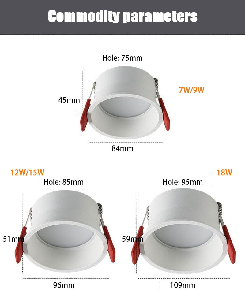 QIUBOSS Anti-glare LED Recessed Downlights 220V Dimmable Led Ceiling Light 7W 15W COB Lighting Lamp for Kitchen Bedroom Corridor