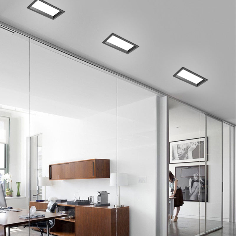 Square downlight embedded LED ultra-thin hole light ceiling grille bold lightAC85~265V 12W 18W 24W 30W