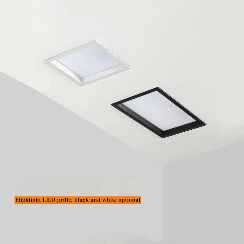 Square downlight embedded LED ultra-thin hole light ceiling grille bold lightAC85~265V 12W 18W 24W 30W