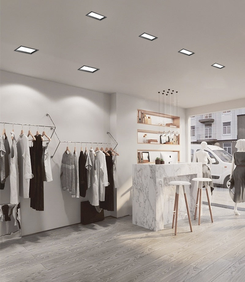 Square downlight embedded LED ultra-thin hole light ceiling grille bold lightAC85~265V 12W 18W 24W 30W