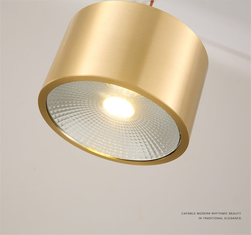 All Copper Nordic Open-hole Free Spotlights Ceiling Lamps Living Room Bedroom Downlights Aisle Gateway Balcony Bathroom Lights