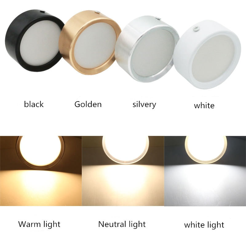 Round Led Panel Light Surface Mounted 5W 7W 9W 12W 18W Downlight ceiling down 220V lampada led lamp with LED Driver