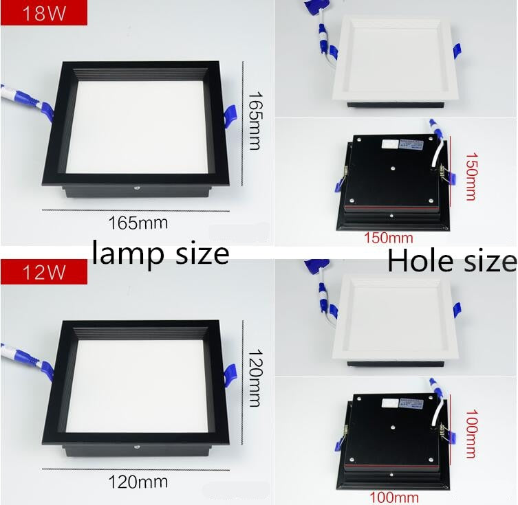 Led Panel no Dimmable Recessed led downlight 12W 18W 24w 32w Square LED Spot light led ceiling lamp AC110V 220V