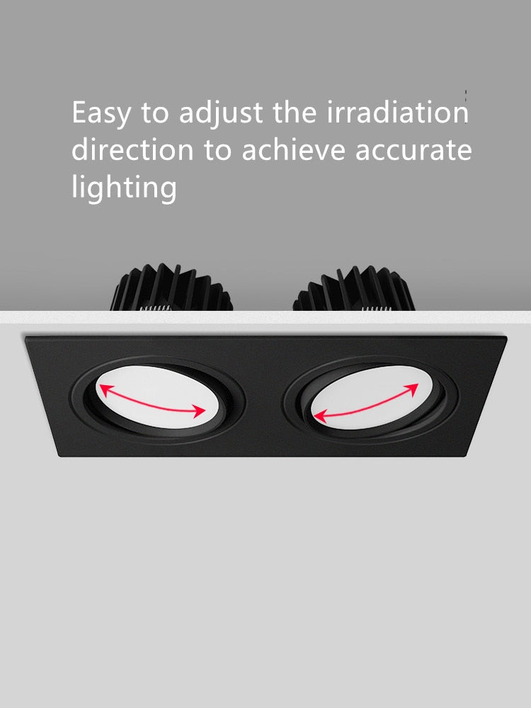 Recessed Square Bright white black LED Dimmable Downlight COB 7W 9W 12W 14W 18W 24W LED Spot light Ceiling Lamp AC85-265V