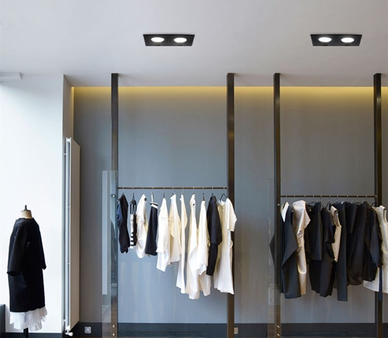 Recessed Square Bright white black LED Dimmable Downlight COB 7W 9W 12W 14W 18W 24W LED Spot light Ceiling Lamp AC85-265V