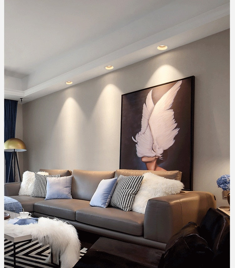 Dimmable Narrow border Embedded Anti-glare Led COB Ceiling Recessed downlight 10w 12w LED wall wash light Hotel Villa Lighting