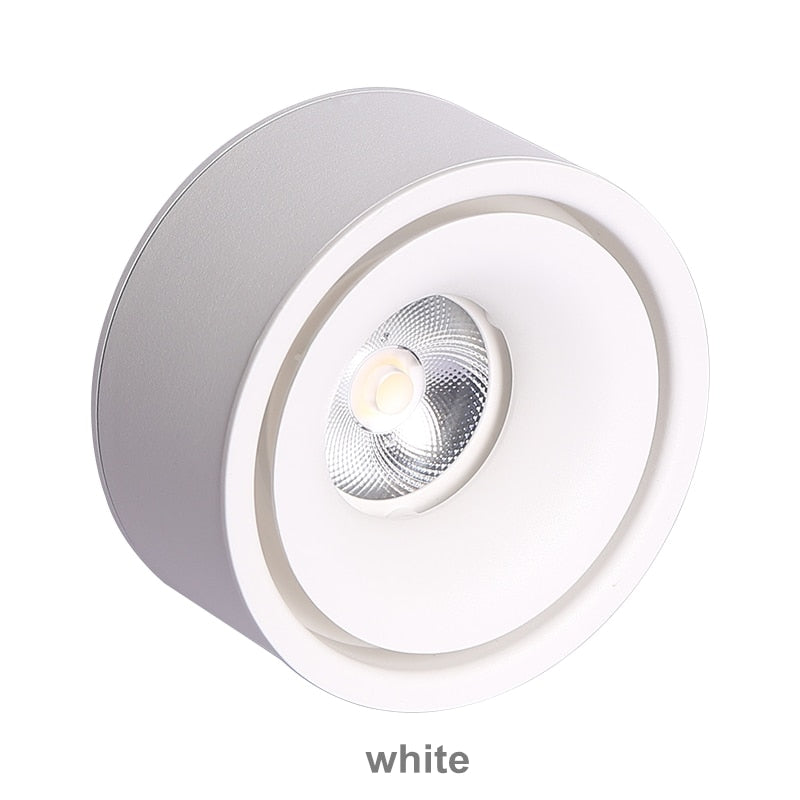 Round dimmable LED surface mounted spotlight COB free hole ceiling spotlight 7W / 12W living room surface mounted downlight spot