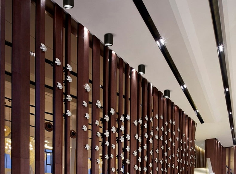 Round dimmable LED surface mounted spotlight COB free hole ceiling spotlight 7W / 12W living room surface mounted downlight spot