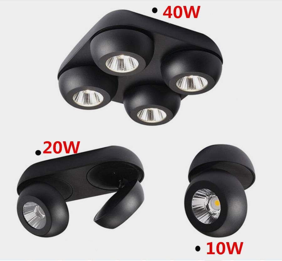 Folding 360° Rotating Dimmable COB LED Downlights 10W 20W 30W LED Ceiling Spot Lights AC85-265V LED Ceiling Lamps Indoor Lighting