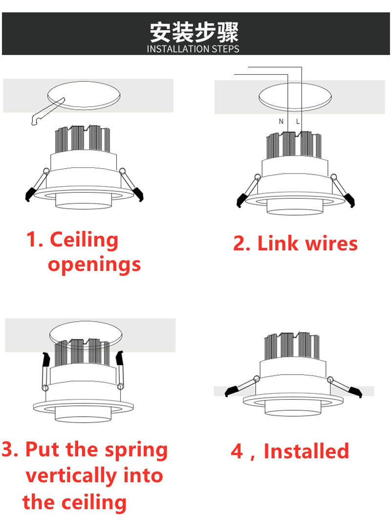 Zoom Recessed Adjustable 15-60 Degrees Dimmable 10W 15W 20W 30W LED Downlights AC90~260V COB Ceiling Lamp Spot Lights Decoration