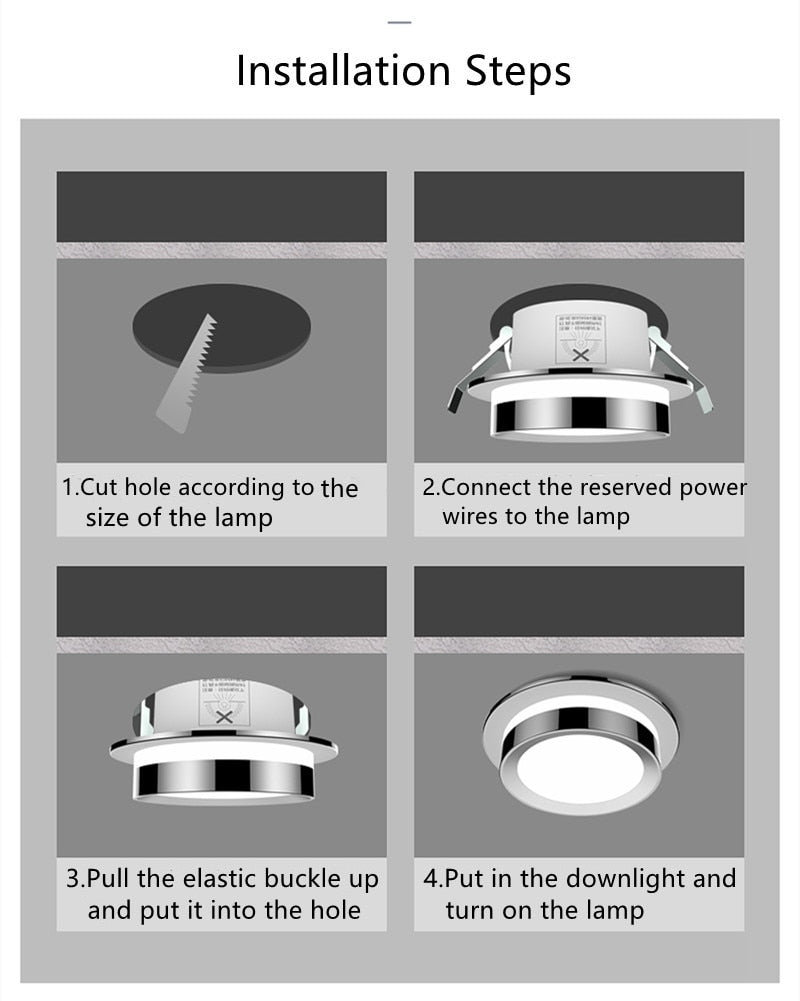 Downlight LED Recessed Light Crystal Stereoscopic Spotlight Modern Corridor Aisle Porch Bedroom Kitchen Ceiling Lamp AC110 220V