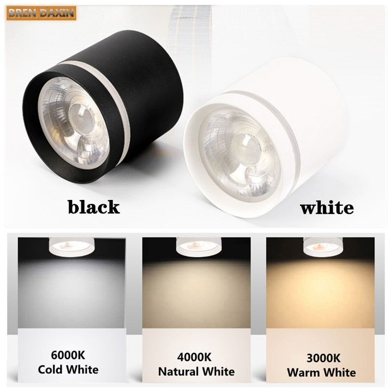 Dimmable COB Cylinder Led Downlight Surface 5W 7W 10W 12W 15W 18W COB LED Ceiling Spot Lights LED Background Lamps Indoor Lighting