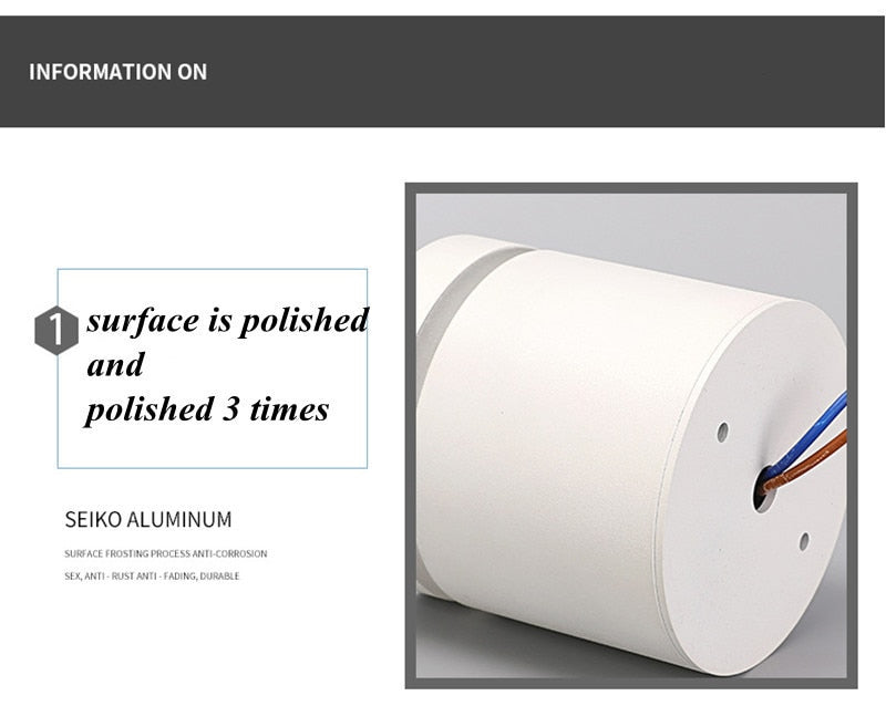 Dimmable COB Cylinder Led Downlight Surface 5W 7W 10W 12W 15W 18W COB LED Ceiling Spot Lights LED Background Lamps Indoor Lighting