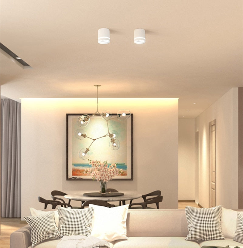 Dimmable COB Cylinder Led Downlight Surface 5W 7W 10W 12W 15W 18W COB LED Ceiling Spot Lights LED Background Lamps Indoor Lighting