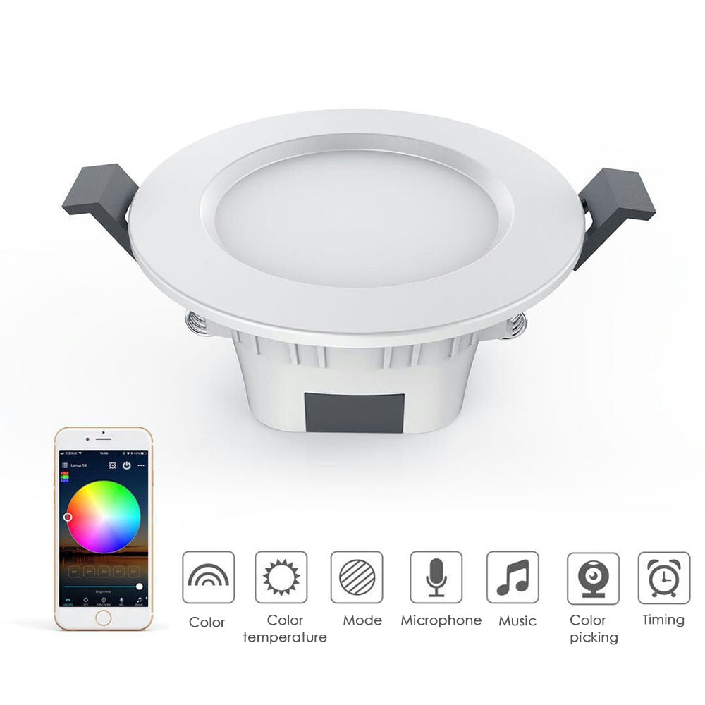 LED Light Bulbs Smart WiFi 4.5W Downlight Bluetooth-compatible Lamp RGBW Dimmable Spot Light APP Remote Control White/Warm Light