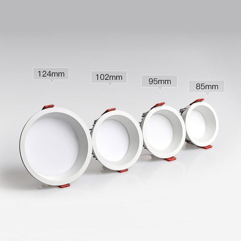 Anti Glare Dimmable Recessed Downlight lamp 7w 9w 12w 15w Led Spot Light 220V/110V Ceiling round panel light for home lighting