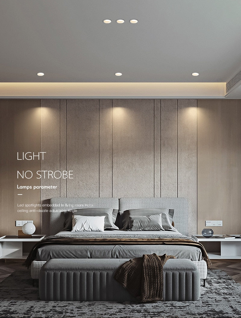 Anti Glare Dimmable Recessed Downlight lamp 7w 9w 12w 15w Led Spot Light 220V/110V Ceiling round panel light for home lighting