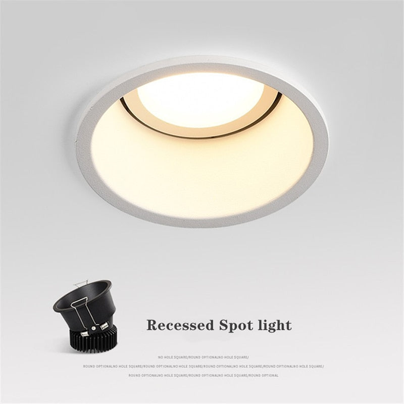 Dimmable Recessed Narrow Border Anti-glare COB LED Downlights AC85-265V 5W/7W/9W/12W/18W LED Ceiling Lamps Hotel Villa Lighting