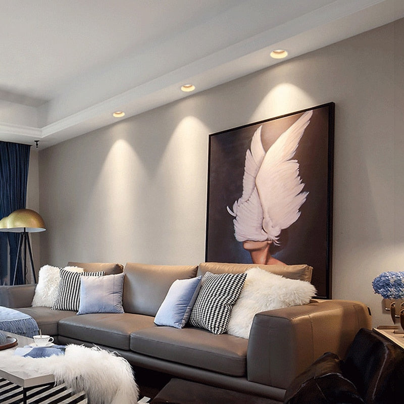 Dimmable Recessed Narrow Border Anti-glare COB LED Downlights AC85-265V 5W/7W/9W/12W/18W LED Ceiling Lamps Hotel Villa Lighting