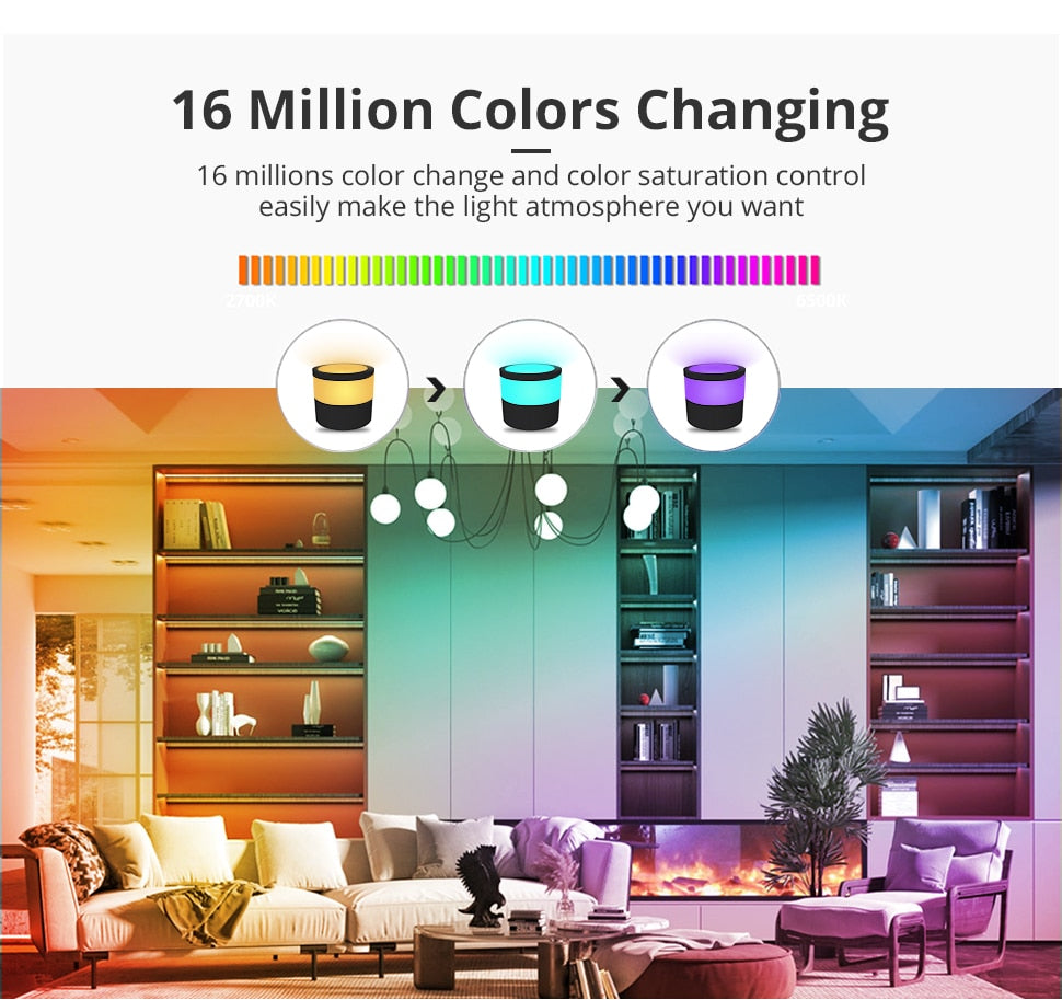 Benexmart Tuya WiFi LED Surface Mounted Light Dimmable Downlight for Ceiling 9W RGBCW NO Hole Round Spotlight Alexa Google Home