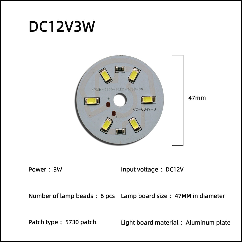 LED Chip 3W 5W 7W 9W 12W 15W 18W 24W 10pcs/lot DC12V Low Voltage White Light Source Round SMD 5730 Lamp board For Downlight