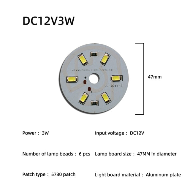 LED Chip 3W 5W 7W 9W 12W 15W 18W 24W 10pcs/lot DC12V Low Voltage White Light Source Round SMD 5730 Lamp board For Downlight