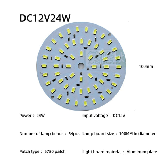 LED Chip 3W 5W 7W 9W 12W 15W 18W 24W 10pcs/lot DC12V Low Voltage White Light Source Round SMD 5730 Lamp board For Downlight