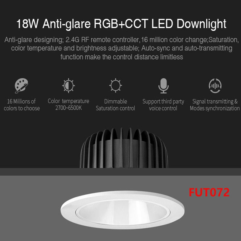 Miboxer Anti-glare RGB+CCT LED Downlight 6W 12W 18W Smart Indoor Led Ceiling Lamp For Living Room FUT070 FUT071 FUT072 AC100~240V