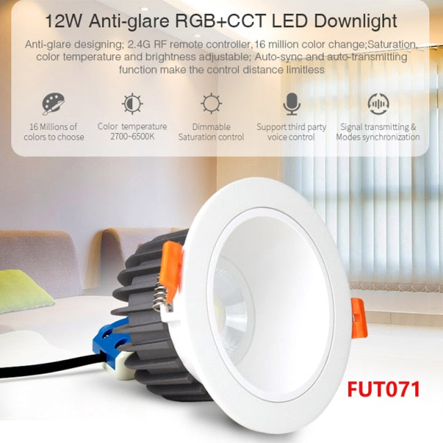 Miboxer Anti-glare RGB+CCT LED Downlight 6W 12W 18W Smart Indoor Led Ceiling Lamp For Living Room FUT070 FUT071 FUT072 AC100~240V