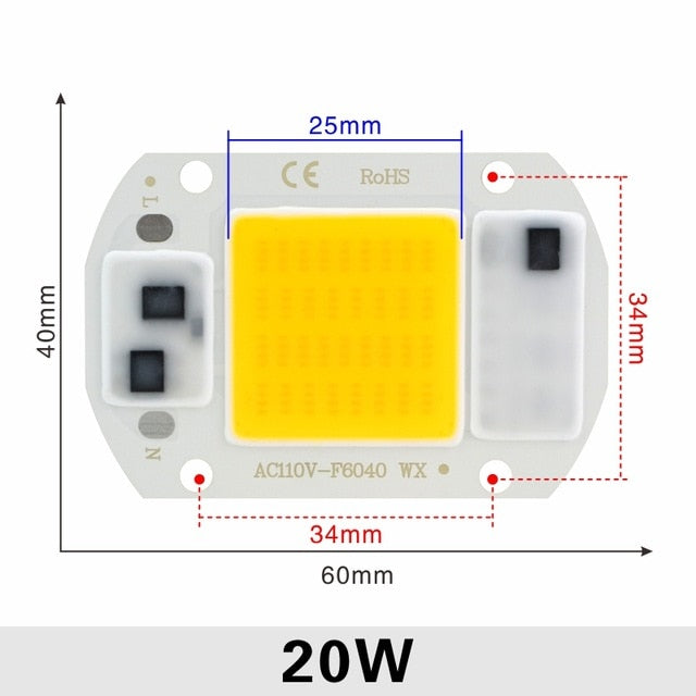 LED 110V 220V LED Chip 10W 20W 30W 50W COB Chip No Need Driver LED Lamp Beads for Flood Light Spotlight Lampada DIY Lighting