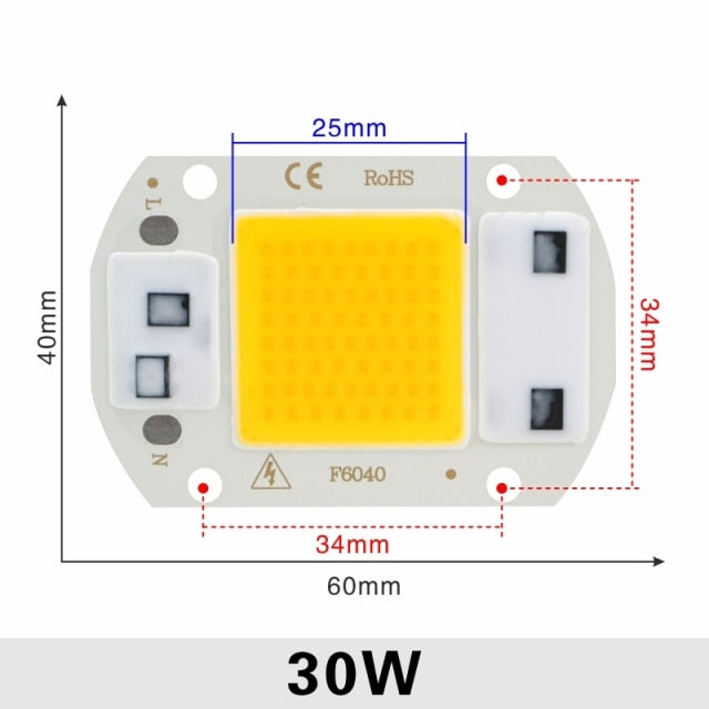 LED 110V 220V LED Chip 10W 20W 30W 50W COB Chip No Need Driver LED Lamp Beads for Flood Light Spotlight Lampada DIY Lighting