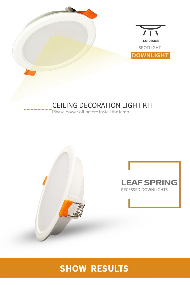 LED recessed downlight 6W 9W 12W 18W warm white cold white led kitchen living room indoor recessed ceiling light 10 assembly