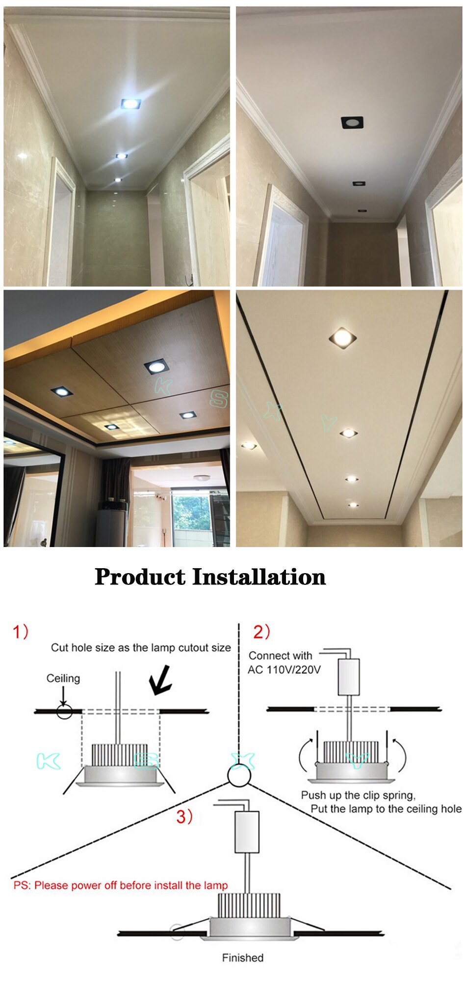 LED Downlight 3W 5W 7W 9W 12W Thick Aluminum Recessed LED Spot Lighting Bedroom Kitchen Indoor Led Down Light Lamp 220V