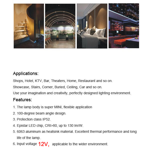 Downlight 18 PCS/LOT round ceiling spot light Mini 1W downlight led 12V DC 60D Mini led lamp white or warm white Household lights