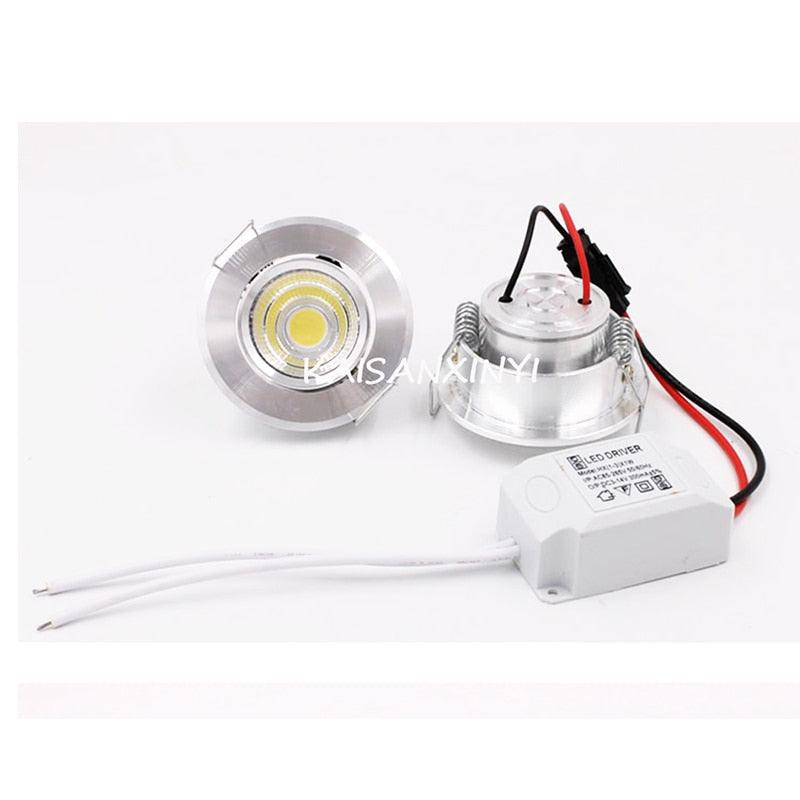 1/5pcs Aluminum Round LED Dimmable Ceiling Downlight 3W AC90-260V Recessed COB Spot Light Led Bulb With Driver - LED Lights For Sale : Affordable LED Solutions : Wholesale Prices