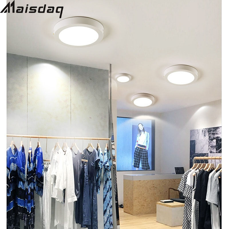 Round Square Led Panel Light Surface Mounted 6W 12W 18W 24W Downlight Ceiling Down 175-265V Panel Aisle Lamp With LED Driver