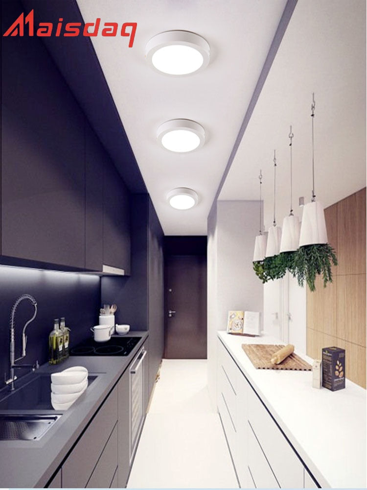 Round Square Led Panel Light Surface Mounted 6W 12W 18W 24W Downlight Ceiling Down 175-265V Panel Aisle Lamp With LED Driver