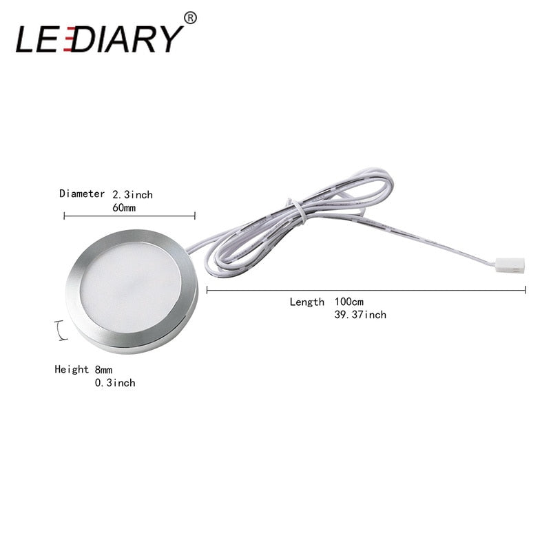 LEDIARY 3W 110V 220V Dimmable Downlight 6 Lamps Surface Mounted Remote Control Silver Round Spot Led Cabinet Display Lighting