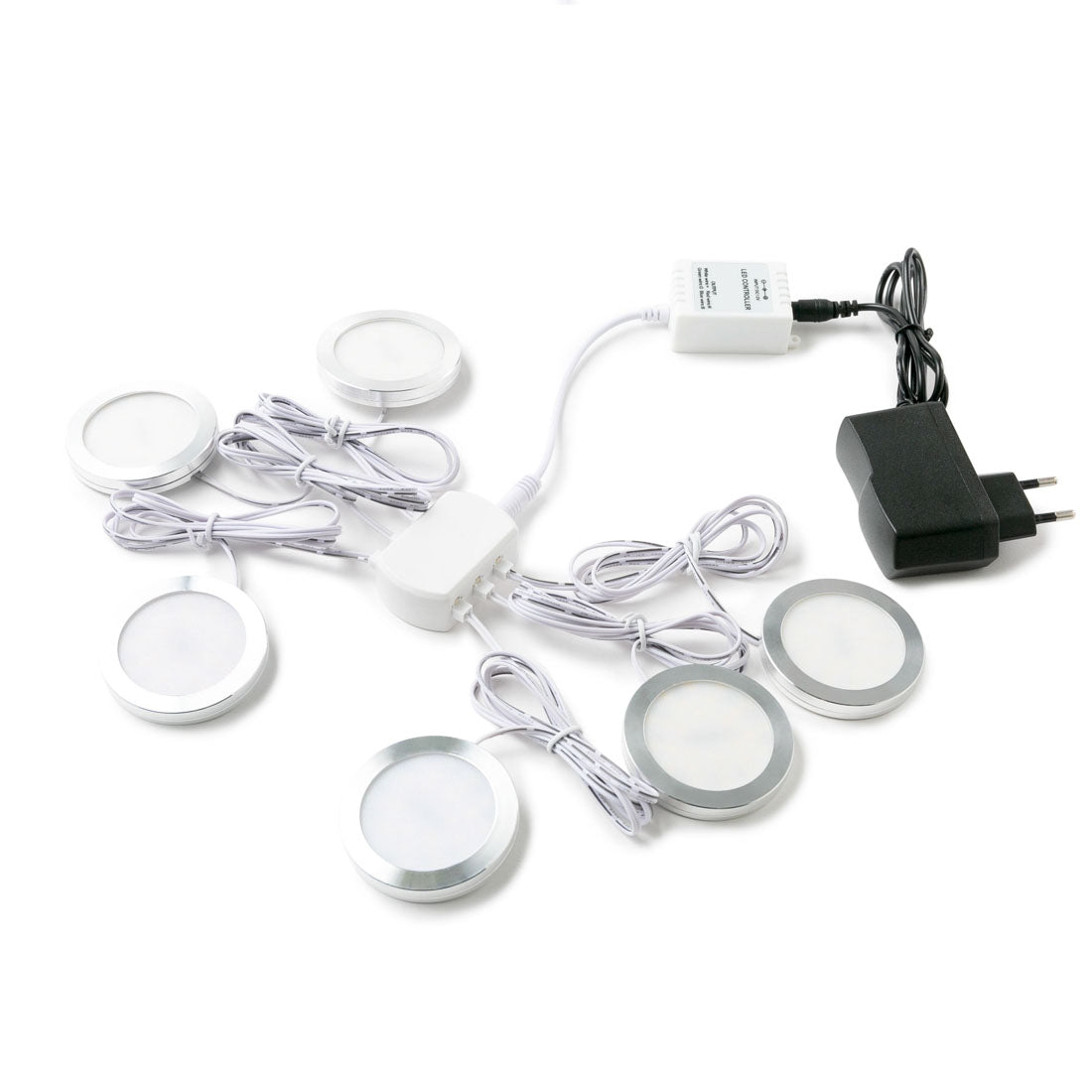 LEDIARY 3W 110V 220V Dimmable Downlight 6 Lamps Surface Mounted Remote Control Silver Round Spot Led Cabinet Display Lighting