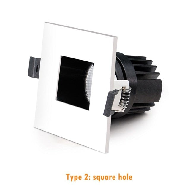Recessed Downlight Aluminum Anti-glare Led Ceiling Lamp Square/Round 4 style Lighting For Hotel Living Room Stores Foyer 7W 10W