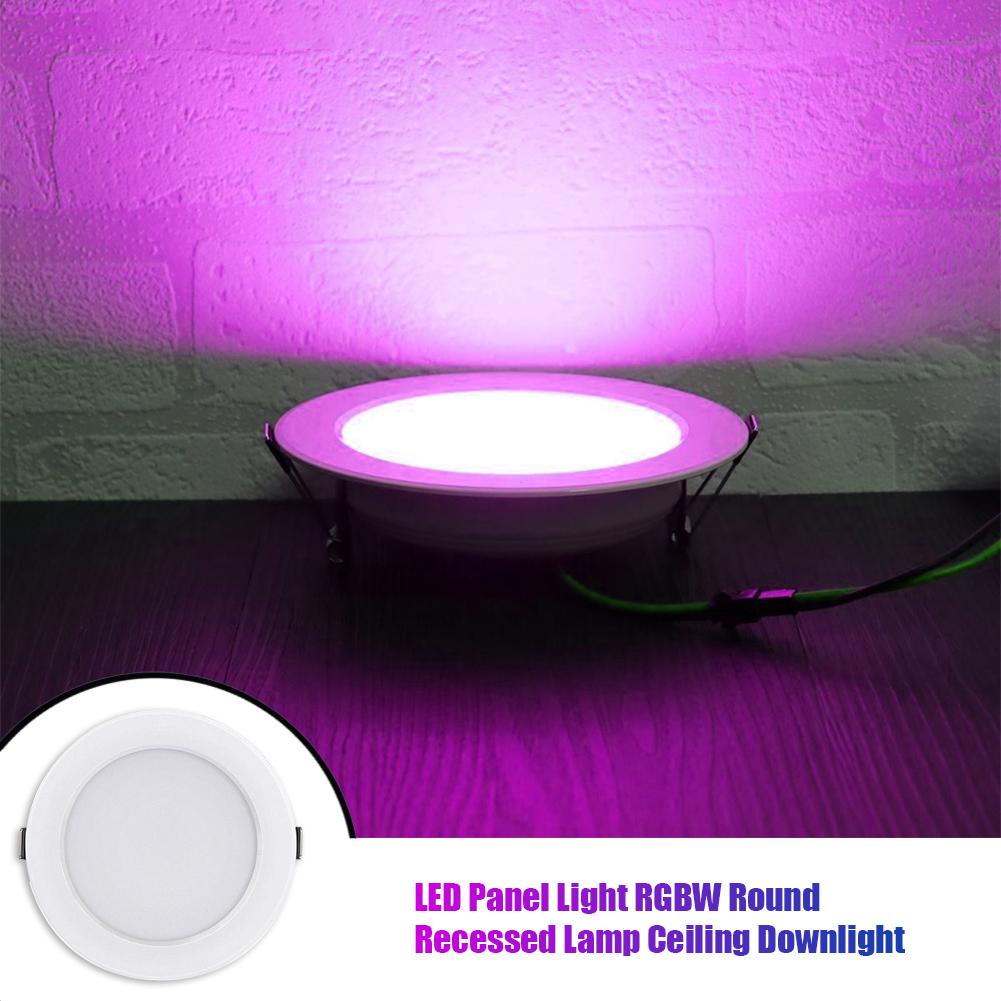 RGB+W LED Downlight Remote Control Recessed Round Ceiling Lamp 5W 10W Panel Light Ultra-thin Down Light Indoor Lighting 4 Mode