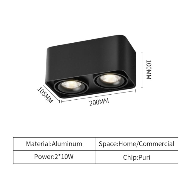 Adjustable Surface Mounted Square Downlight Daring Lamp Nordic Spot Light Ceiling Lamp Corridor Aisle Porch