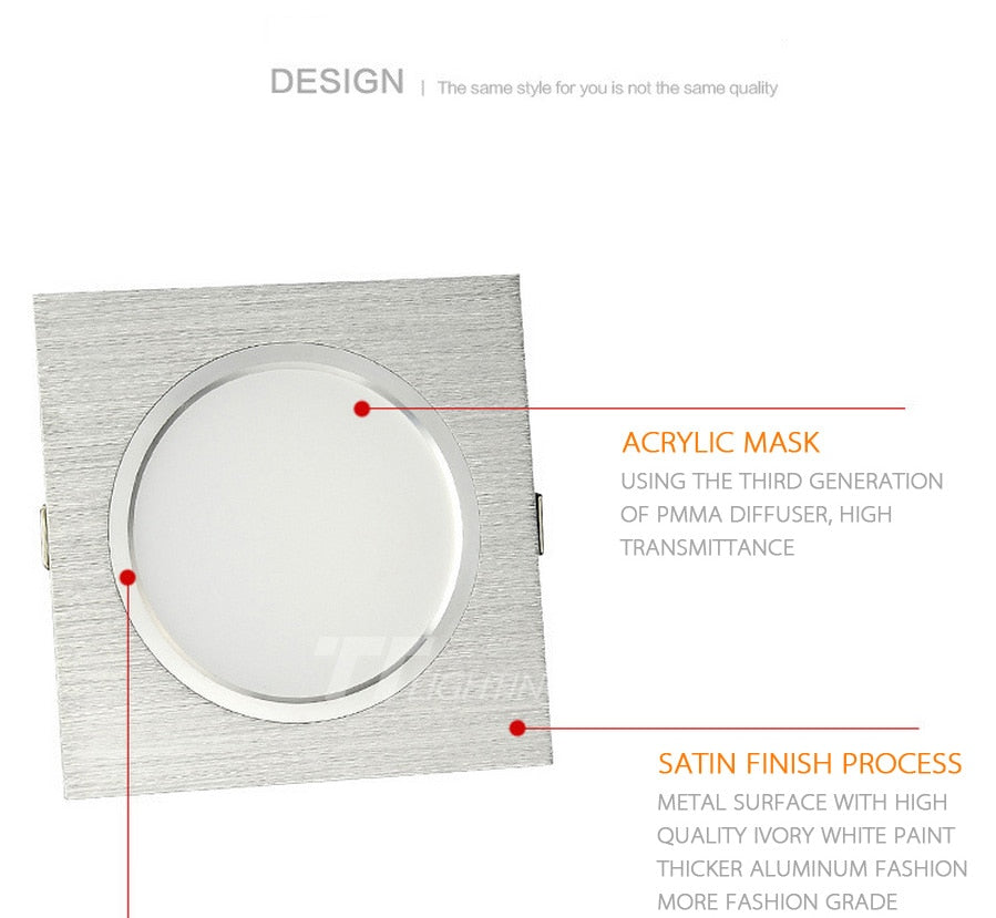 LED Ceiling Lamp 10PCS/Lot satin silver Cold/Warm White Epistar Recessed Cabinet light Downlight AC 230V 110V For Home Lighting