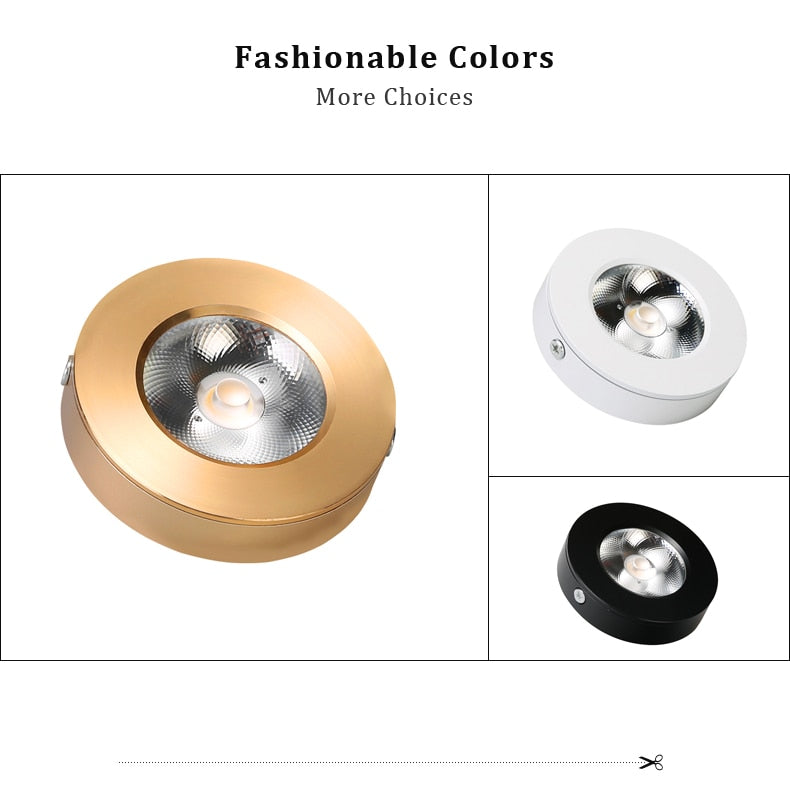 Ultrathin Surface Downlight Diameter 75mm 5W LED Downlight Golden Black White Alloy Body Cabinet Ceiling Spotlight