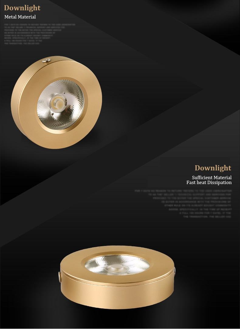 Ultrathin Surface Downlight Diameter 75mm 5W LED Downlight Golden Black White Alloy Body Cabinet Ceiling Spotlight