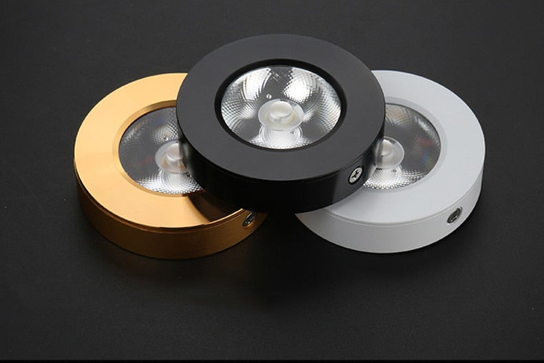 Ultrathin Surface Downlight Diameter 75mm 5W LED Downlight Golden Black White Alloy Body Cabinet Ceiling Spotlight