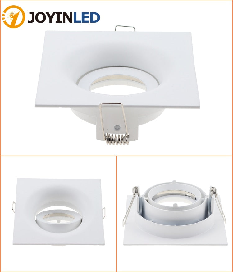Cutout 90mm Black White Adjustable LED Spot Light Frame Holder GU10 MR16 Retrofit Kit Round Square Led Downlight Fixture Fitting
