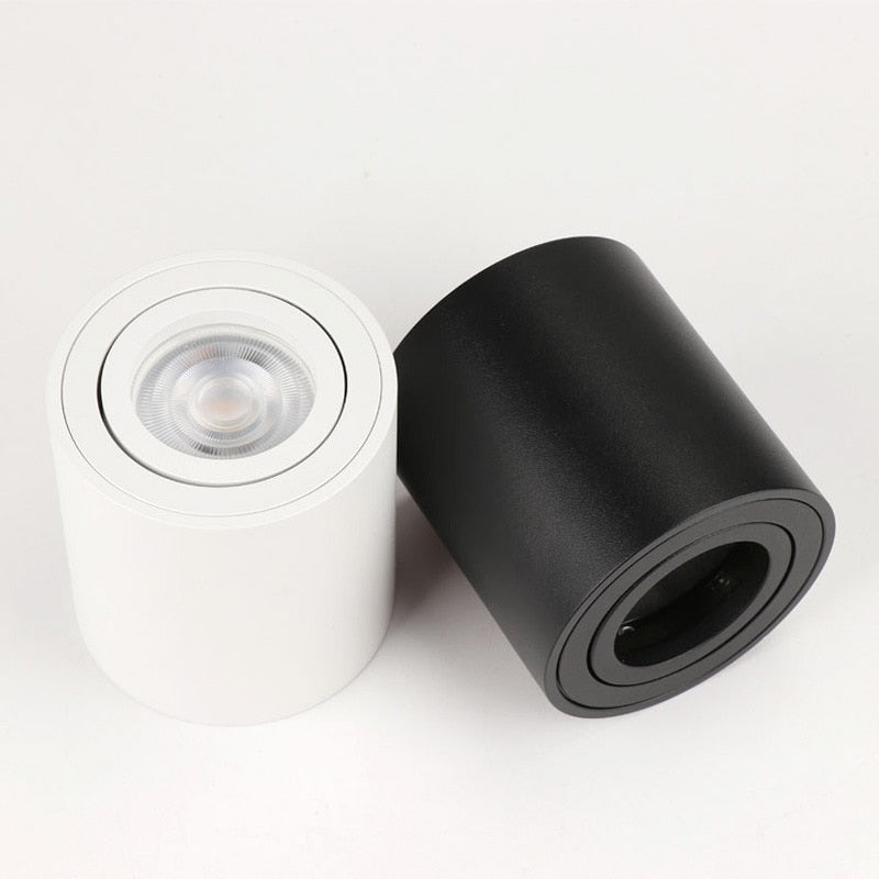 Adjustable LED Round Surface Mounted Trimless Downlight GU10 Fixture Cylinder Ceiling Down Spot Light Bedroom Lamp GU 10 Fitting