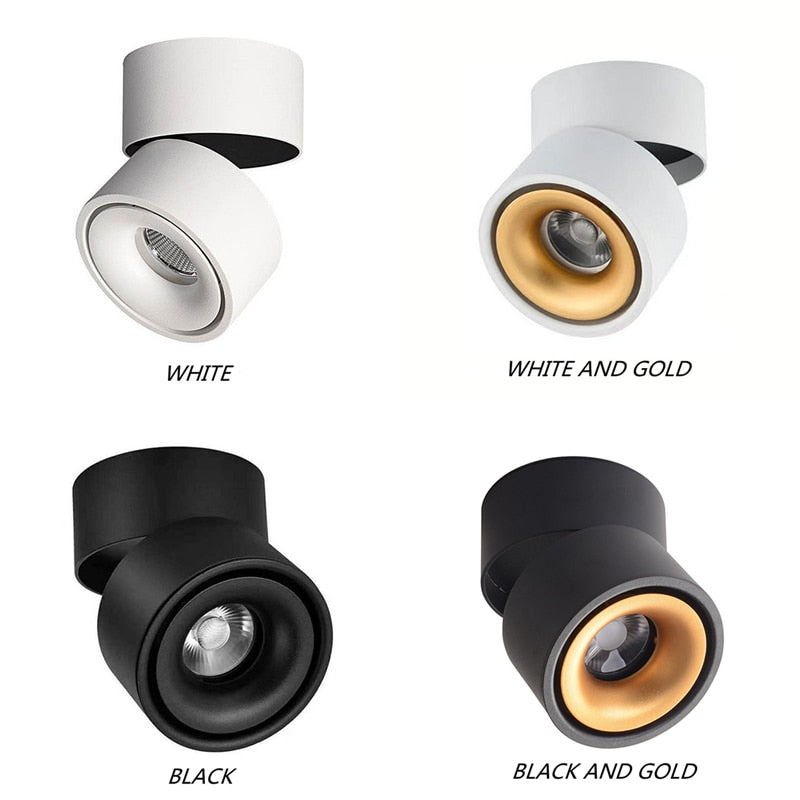 Dimmable COB LED Downlights Surface Mounted LED Ceiling Lamps 7W/10W/15W/18W Foldable And 360° Rotatable Background Spot lights