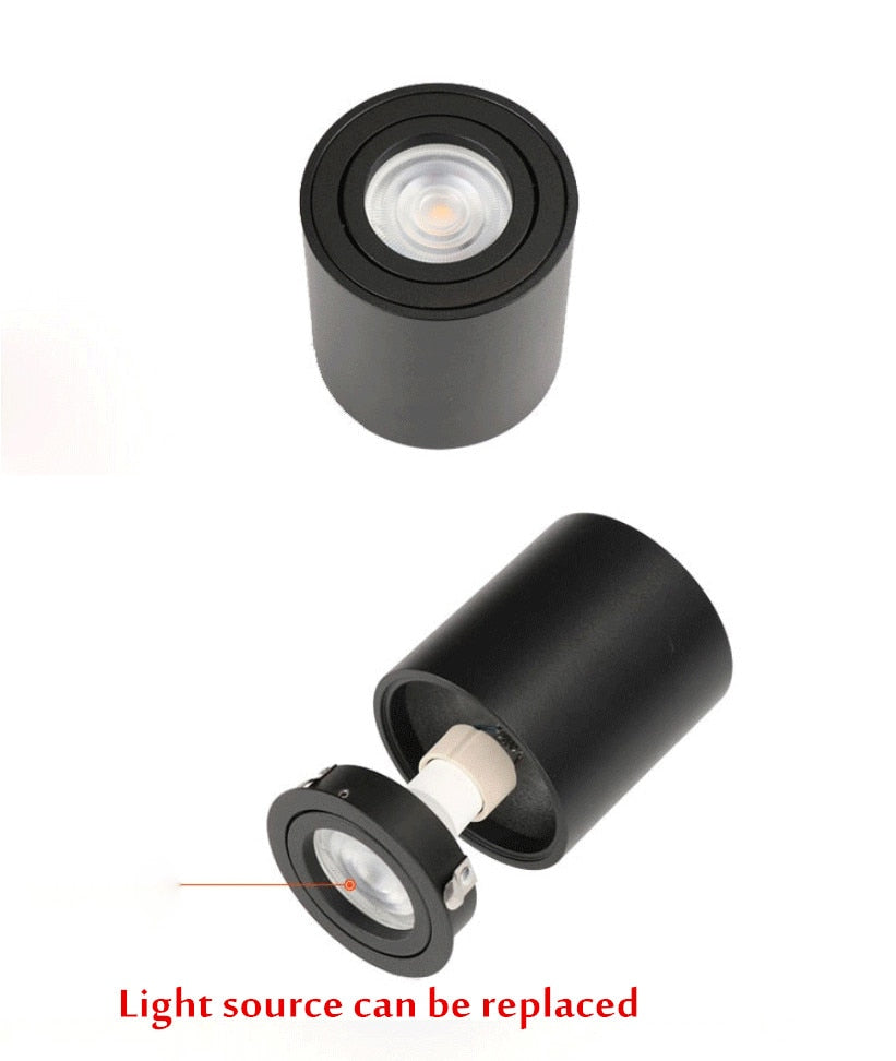 Adjustable LED Round Surface Mounted Trimless Downlight GU10 Fixture Cylinder Ceiling Down Spot Light Bedroom Lamp GU 10 Fitting